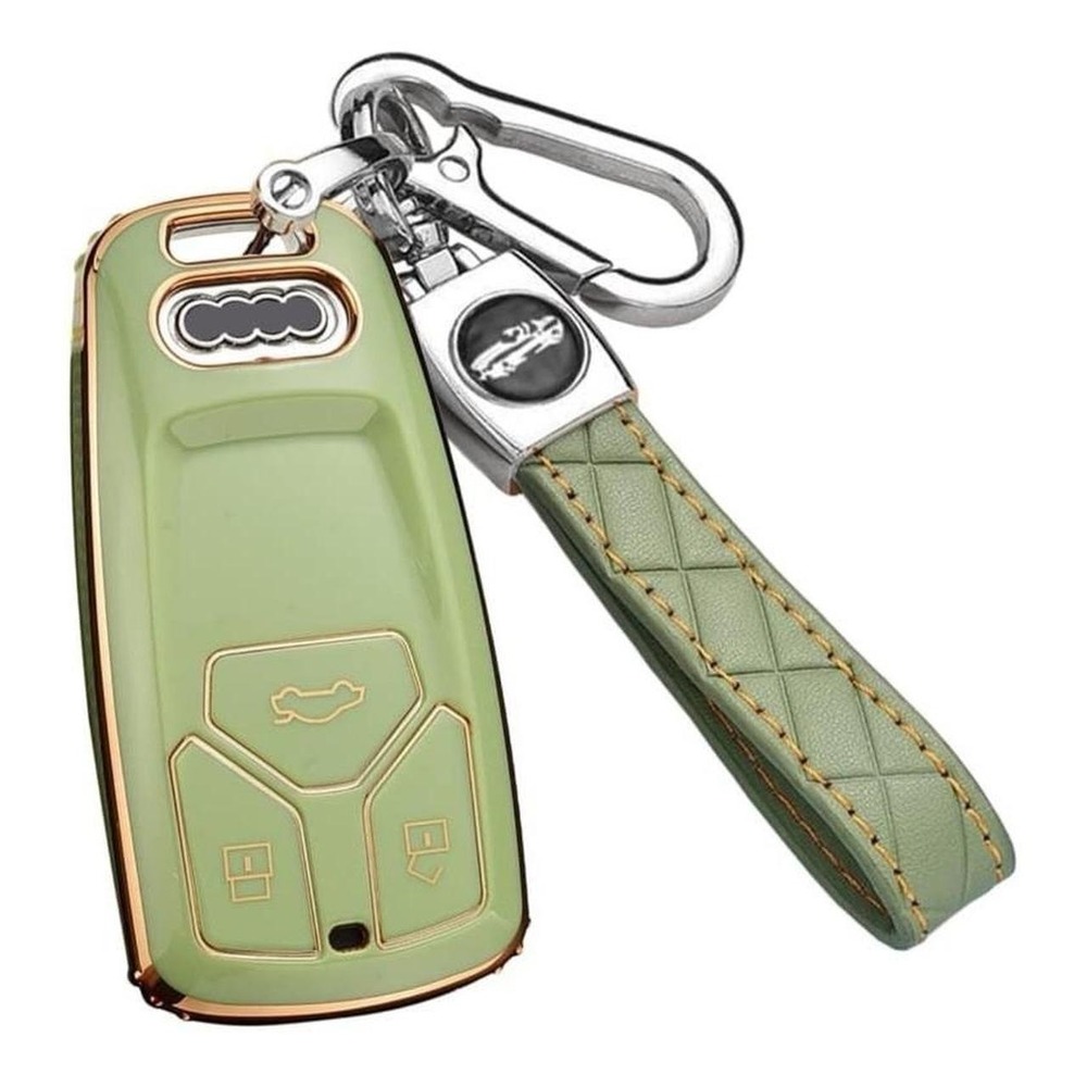 NEW Jade Green & Gold Soft TPU Key Fob Cover for Audi A4/Q7/Q5/TT/A3/A6/R8/SQ5